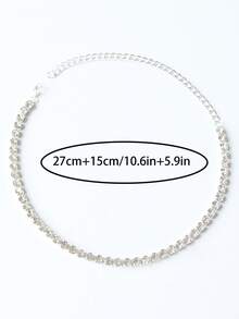1PC Shiny Fashion Rhinestone Necklace, Bridal Wedding Banquet Dress Women's Fashion Jewelry Accessory - Silver - View 5