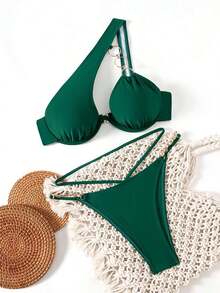 Conjunto de bikini para mujer, uso casual y sencillo para el verano - Verde - Ver 3