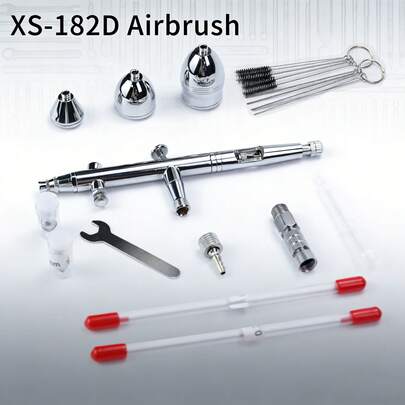 Máy phun sơn khí nén chuyên nghiệp 182mm với 3 kích cỡ đầu phun - Lý tưởng cho nghệ thuật vẽ móng, hình xăm, trang trí bánh và vẽ mô hình đồ chơi.