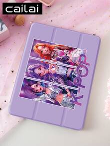1个K-POP动漫女孩设计平板电脑保护套，兼容iPad 10.2英寸（2021/2020款，第十/九/八代，A16芯片）、11英寸（第十一代，2025款）、Galaxy Tab A8 10.5英寸（2022款），带笔槽，支持自动休眠/唤醒功能。 - 彩色 - 查看 3