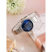 Reloj Casio Sheen, SHE-C130D-2AUPFY, Reloj de mujer con esfera de fuegos artificiales estrellada, cristal de zafiro, resistente al agua 50m, reloj de cuarzo de lujo con atmósfera, reloj de mujer con tonos azules de fuegos artificiales, correa de acero, reloj de muñeca soñador con estrellas, regalo para ella, reloj casual para oficina y uso diario, reloj de atmósfera elegante - Unitalla - Ver 8