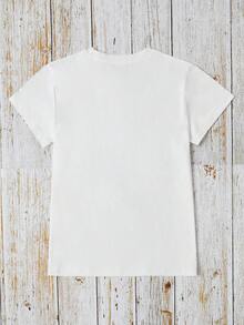 High-End Summer T-Shirt For Women With Brown Bear Print, Modern Fashion T-Shirt, Casual Short Sleeve Round Neck Top, Spring/Summer Clothing For Women. - 白色 - 查看 4