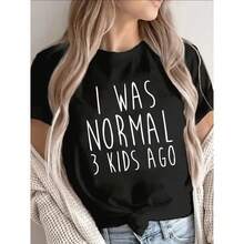 Camiseta de algodón de manga corta con estampado gráfico para mujer, camiseta con frase divertida para mamás, cuello redondo suave, top casual para el día a día, para mamás, para la vida de mamá, para ir a la escuela, para el fin de semana, regalo. - Negro - Ver 5