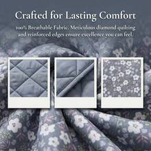 1pc Lightweight Floral Boho Style Ultrasonic Quilted Thin Blanket, Suitable For Summer, Skin-Friendly & Breathable, Versatile Design For Pets, RVs, Travel, Camping, Sofa, Office Chair, Bedroom, Easy Care Machine Washable, Great Summer Gift - Small Floral Print - Gray - View 3