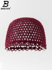 BREITER 1顶加厚手工钩编镂空针织帽，保暖宽松针织帽，带流苏，冬季时尚配饰，波西米亚风格，适合母女、女性、节日、万圣节 - 針織帽 - 查看 10