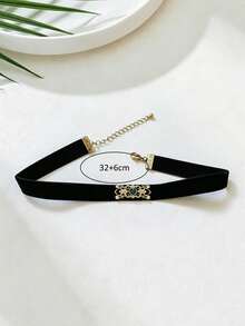 1 Set Luxury Retro Velvet Choker Necklace, Fashionable & Elegant Neck Accessory Suitable For Women's Daily Wear, Party, Outing, Dating - Neck Collar - View 2