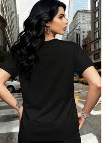 Camiseta cómoda para mujer, edición 250º aniversario de Estados Unidos - Manga corta, cuello redondo, adecuada para uso en exteriores, en casa y en el día a día - Camiseta lavable para ir al trabajo y de vacaciones - 250 años de diseño - Estilo vintage urbano, unisex, holgada, de algodón, manga corta y cuello redondo. - Negro - Ver 2