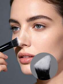 Bộ 2 cọ kẻ viền tam giác, cọ highlight hình ngọn lửa, cọ trang điểm sợi tổng hợp mềm mại, cọ má hồng, dụng cụ trang điểm cho người mới bắt đầu. - màu đen - Xem 6