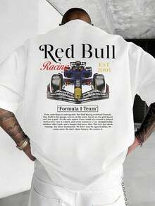 Camiseta GiftOracle Red Bull Racing, Camiseta Estilo Racing del Equipo Red Bull F1, Camiseta de Algodón Puro de Alta Calidad con Estampado a Doble Cara, Ropa Masculina Moderna y Popular, Adecuada para Estilo Vintage Urbano y Ocasiones de Ocio Deportivo al Aire Libre, Ropa Estilo Y2K, Camiseta del Equipo Red Bull F1, Cómoda y Elegante, Opción Ideal para Entusiastas de las Carreras, Regalo Perfecto para Hombres.Suave - Blanco - Ver 3