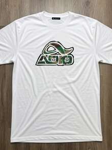 1 Pcs Street Casual 100% Cotton Crew Neck Tee, Retro Camouflage Audio Graphic Unisex Short Sleeve Top - White - View 7