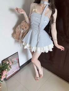 Women Short Dresses - Baby Blue - View 3
