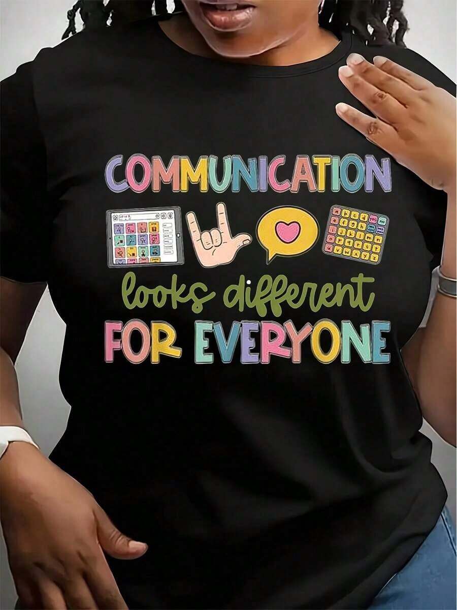 La Terapia del Habla y la Comunicación Son Diferentes Para Cada Persona - Camiseta - Pura 220g - Negro - Ver 1