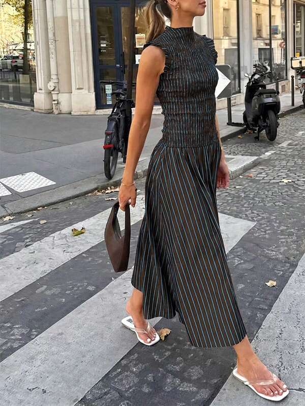 2026 Spring/Summer Fashion: A Versatile Maxi Dress Suitable For Daily Wear, Casual Occasions, Work Commute, And Street Style. Sexy, Elegant, And Mature Lady Vibe With Ruffle Details To Create A Beach Vacation Atmosphere.