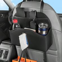 Car Seat Back Storage Organizer With Tissue Box, Universal Interior Storage - Black - View 13