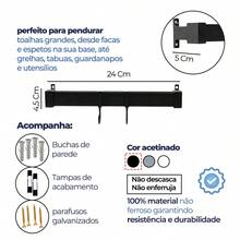 Skewers/Knives/Grills/Utensils Holder With 2 Movable Hooks 24cm For Kitchens, Barbecue Areas, Gourmet Areas - Practical Organizer - 黑色 - 查看 4
