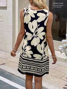 Vestido de verano casual con estampado tropical para vacaciones de mujer - Multicolor 8 - Ver 2