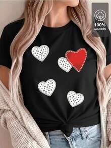 Playera HEARTS STUDS 100% Algodón - Negro - Ver 6