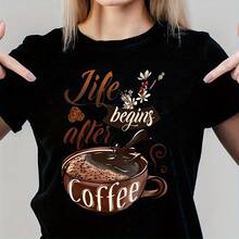 3 Iron-On Stickers "Life Begins After Coffee" - High-Quality Washable Decals With Coffee Cup And Flower Design For Clothes, T-Shirts, Backpacks, Jeans - Durable Paper Material, High-Quality Coffee-Themed Stickers For Backpacks, Suitable For Spring, Summer, And Autumn. - 黑色 - 查看 1