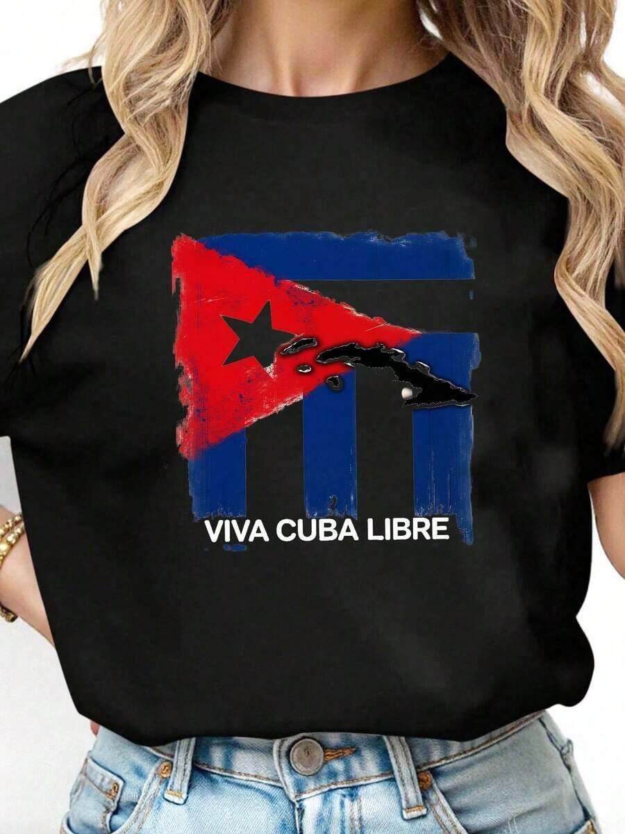 Camiseta con Bandera para el Mes de la Herencia Hispana Cubana --4 camisetas de mujer - Negro 4 - Ver 1