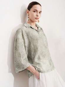 Blusa elegante y vintage de estilo francés con diseño jacquard, apropiada para primavera, verano y otoño - Multicolor - Ver 7