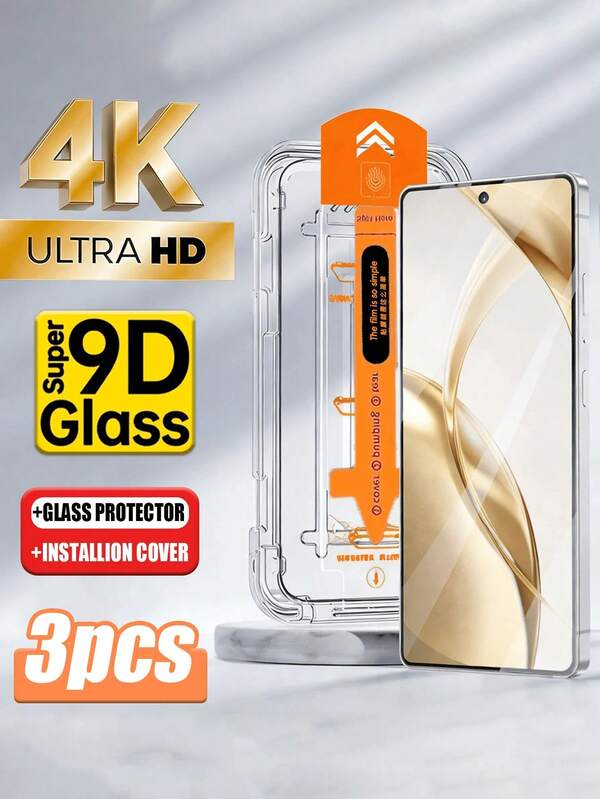 3pcs One-Click Auto-Positioning Dust-Free Tempered Glass Screen Protector Applicator Compatible With Samsung Galaxy A17 A07 A37 A57 A16 A26 A36 A56 A15 A25 A35 A55 A14 A24 A34 A54 A73 A53 5G A52 A52S A32 5G A12 One-Click Screen Protector Applicator Anti-Fingerprint