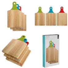 Premier Housewares Juego de tablas de cortar de madera de goma de colores tabla de cortar de 1 5 x 40 x 22 cm - Natural - Ver 1