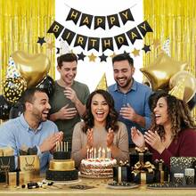 16th Birthday Black Gold Birthday Decorations For Women Girls, 57PCS Gold Black Balloons Happy Birthday Balloons Banner Heart Balloons Bow Bobo Balloons Fringe Curtains For Birthday Party Decoration Room Decor - Sinh nhật thứ 16 - Xem 3
