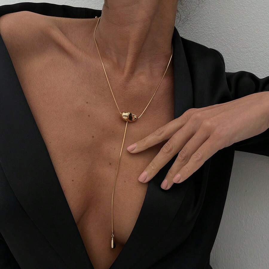 New Fashionable European And American Water Drop Pendant Necklace, Versatile Material, Suitable For Daily Wear, Gifts, Travel And Leisure - Multicolor - View 1