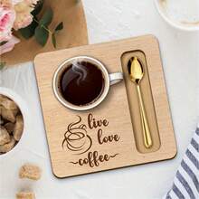 Bộ khay quà tặng Ngày của Cha, đế lót ly, đĩa gỗ đựng thức ăn, lời chúc Ngày của Cha, khay cà phê, thớt cà phê và bánh ngọt, quà tặng cho mẹ, cha và ông, văn hóa trà. - Nhiều màu - Xem 2