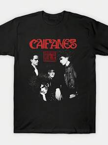 Camiseta unisex con el logo de la banda Caifanes estampado en diseño geométrico rojo, suave y cómoda, una prenda básica de estilo casual urbano adecuada para todas las estaciones, versátil para cualquier estilo, asequible para el uso diario y también un regalo de Navidad perfecto para fans y amigos. Una camiseta de manga corta ideal para el hogar, uso diario, fiestas y viajes-perfecta como regalo para amigos o familiares. - Negro - Ver 1
