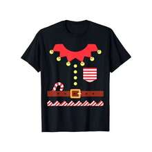 Camiseta estampada de algodón puro de 180 g/m² con diseño gráfico de disfraz de elfo y zapatos de elfo para hombre. Tejido transpirable y suave que adopta tecnología de tejido. Duradera y fácil de limpiar. Cómoda de llevar. Perfecta para los amantes de la Navidad. Ofrece un toque festivo. - Negro - Ver 1