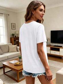 Camiseta Holgada Sencilla Mujer Estilo Moderno ropa de mujer Camisetas de verano 1 pieza Camiseta de algodón con estampado de terapia de gimnasio para mujer, camiseta informal de manga corta con cuello redondo, camiseta holgada para entrenamiento, camiseta deportiva para entusiastas del fitness, ropa de ejercicio de tela de algodón cómoda, camiseta gráfica de gimnasio para mujer Benito Bowl, Big Game, Fútbol ! Camiseta de manga corta estampada, casual y elegante para hombre. Conjuntos casuales para mujer Y2K, camisetas gráficas para mujer, vestidos de graduación para mujer, vestidos elegantes para mujer, ropa de mujer estilo bohemio, ropa de resort, ropa de rave, ropa casual para mujer. Camiseta Mujer Estampado Gráfico  Verano 2026 - Blanco - Ver 3