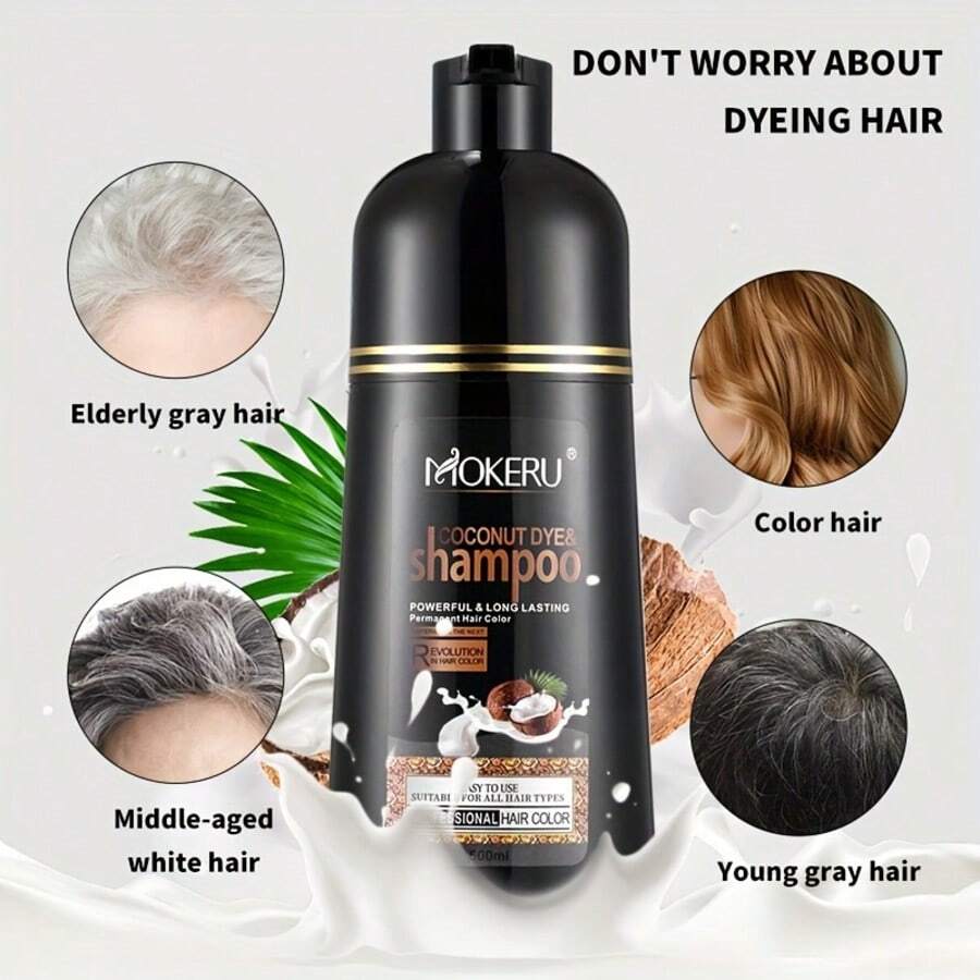 Pewarna Rambut Minyak Kelapa 500ml, Efektif Menutupi Uban, Lembut dan Tidak Iritasi, Mudah Digunakan di Rumah, Dapatkan Warna Rambut yang Diinginkan dengan Mudah