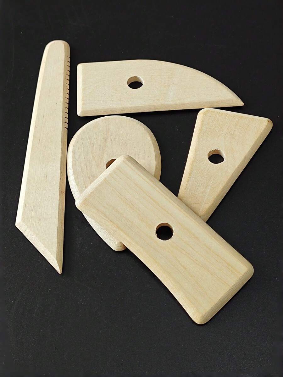 Bộ 5 dụng cụ tạo hình bằng gỗ DIY cho gốm sứ, dụng cụ điêu khắc nghệ thuật dùng để chạm khắc gốm, tạo hình đất sét gốm và polymer. - Nhiều màu - Xem 1