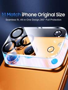 1 pieza Protector de pantalla de cámara de vidrio templado de alta definición para iPhone 17/17Pro/17Pro Max/16Plus/16/13/14/15/16/Air/Pro/Promax/Plus Series. Ultra alta definición, compatible con fundas de teléfono, fácil de instalar [No afecta la fotografía nocturna]. Protector de pantalla de cámara. - transparente - Ver 3