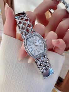 1pc Women's Minimalist Fashion New Diamond-Studded Quartz Watch, Gold/Silver Color, Suitable For Daily Wear And Decoration - Silver - View 7