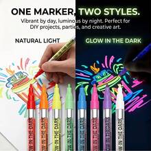 Self-Luminous Highlighter Pens, Waterproof Glow-In-The-Dark Markers For DIY Night Drawing, UV Fluorescent Acrylic Paint Marker Set, Quick-Drying And Smudge-Proof, Neon Color Painting For Parties, Festivals And Events - Sets - View 3