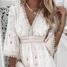 Women Midi Dresses - White - View 1