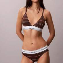 Calvin Klein Icon Cotton Modal Bikini QF8520  Thongs For Women Underwear - Climbing Logo Pin Strip/Coffee Brown - View 2