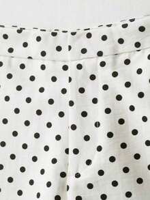 cortos de mujer de estilo retro casual con lunares, adecuados para primavera/verano - Lunares blancos y negros - Ver 9