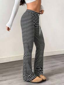 Pantalones casuales de mujer con cintura con cordón acanalado, para primavera/otoño - Multicolor 2 - Ver 5