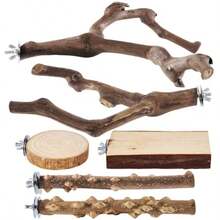 Perch 2 Grape Stick Paw Grinding Fork Natural Wood Bird Stand 4 Parrot Stand Bird Toys for Parakeets Chewing Exercise Branches, Bird Cage Accessories for Cockatiels, Conure, Budgies - Madera - Ver 1