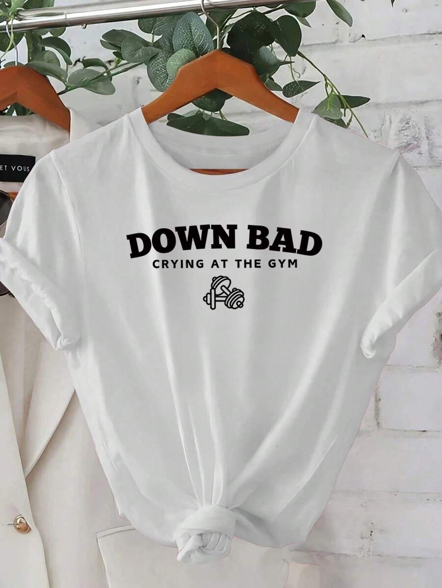 Camiseta de algodón estampada de corte holgado para mujer, cuello redondo, manga corta, casual, para vacaciones, primavera/verano, lavable a máquina. OQD9 - Blanco - Ver 1