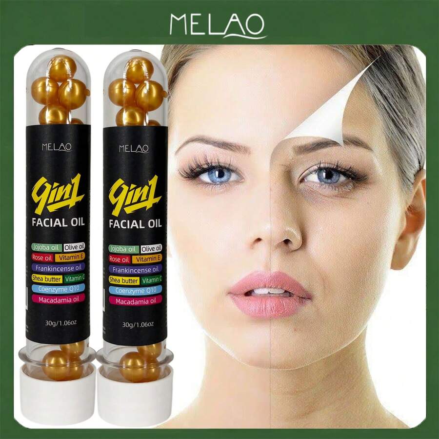2 粒装 MELAO 9 合 1 面部精油胶囊,蕴含荷荷巴油、橄榄油、玫瑰油、乳木果油、维生素和辅酶 Q10 的保湿面部精华,滋养保湿肌肤,改善肤质,令肌肤光滑、柔软、容光焕发。 - 2個 - 查看 1