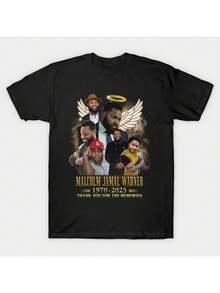 Camiseta Conmemorativa de Malcolm-Jamal Warner - Camiseta de homenaje al actor de COSBY Show, con la palabra "MALCOLM" y un retrato clásico. - Camiseta negra de tela gruesa, una de las favoritas de los fans para colecciones, ropa con temática vintage, cómoda y unisex. Para Fiesta & Diario Desgaste, Perfecto Para Vacaciones & Tiempo de juego, genial Para Fiesta & Familia Vacaciones, Escuela WearStreet Estilo, a la moda Moda,  Clima Ropa de verano Informal WearStreet Estilo, a la moda Moda,  Clima Ropa de verano Informal Ropa - Negro - Ver 7
