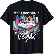 Camiseta conmemorativa de bebé recién nacido en Las Vegas, 100% algodón, cuello redondo, estilo retro. - Negro - Ver 2