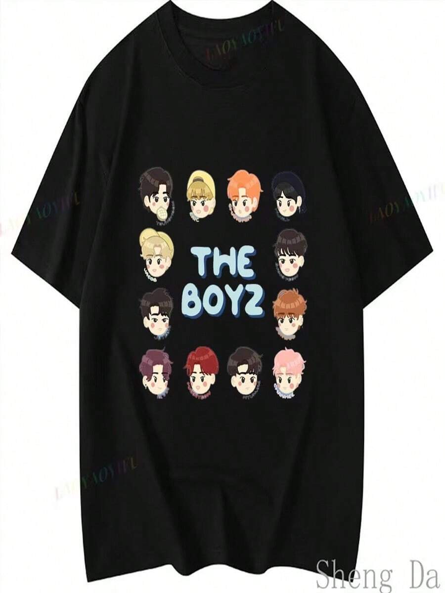 Camiseta unisex de verano de algodón puro, camiseta para fans de la música rock The Boyz, manga corta, nueva moda, camiseta Popara - Negro - Ver 1