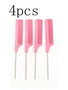 1 Piece Pointed Tail Comb, Sectioning Dye Comb With Hook Tail Tip, Sectioning Comb, 1 Piece Carbon Fiber Plastic Coloring Comb, Stainless Steel Pointed Tail Dye Comb, Highlighting Comb, Sectioning And Volumizing, Heat Resistant, Suitable For Various Hairstyles, Suitable For Women And Girls, Hair Brush, Comb, Hairstyling Tools, Hairstyling Products And Accessories,Travel,Party, Headpiece, Haircomb, Side Comb - Pink - View 7