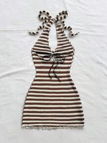 Vestido mini casual para vacaciones, boda en la playa, graduación, brunch, Día de San Patricio, vacaciones de primavera, Pascua, festival de música, elegante bohemio, tropical elegante sin tirantes, hombros descubiertos, espalda descubierta para of - Multicolor 6 - Ver 2