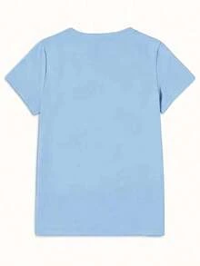 Camiseta playera gráfica dama mujer manga corta cuello redondo casual cómoda fresca ligera moderna juvenil corte regular estampado botas vaqueras flores flor floral sombrero femenina cowboy - Celeste - Ver 2